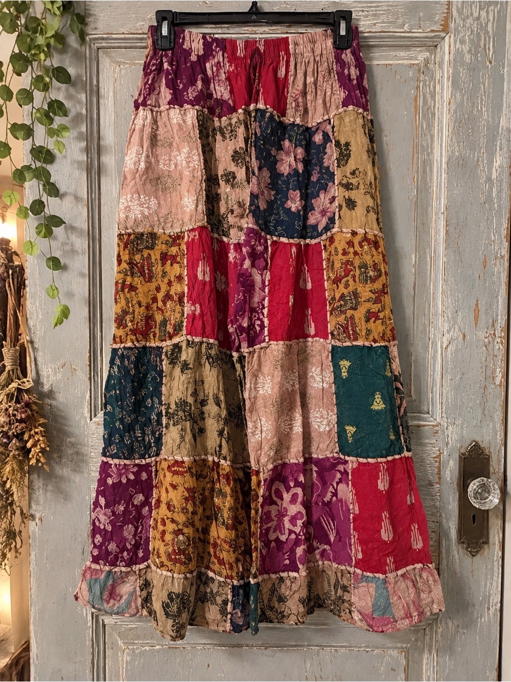 Bohemian Patchwork Maxi Skirt - Multicolor